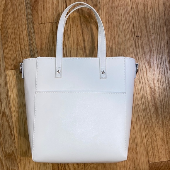 Steve Madden B Theory White Philosophy Tote Silver Spacious Casual Dressy Beach - Picture 6 of 12